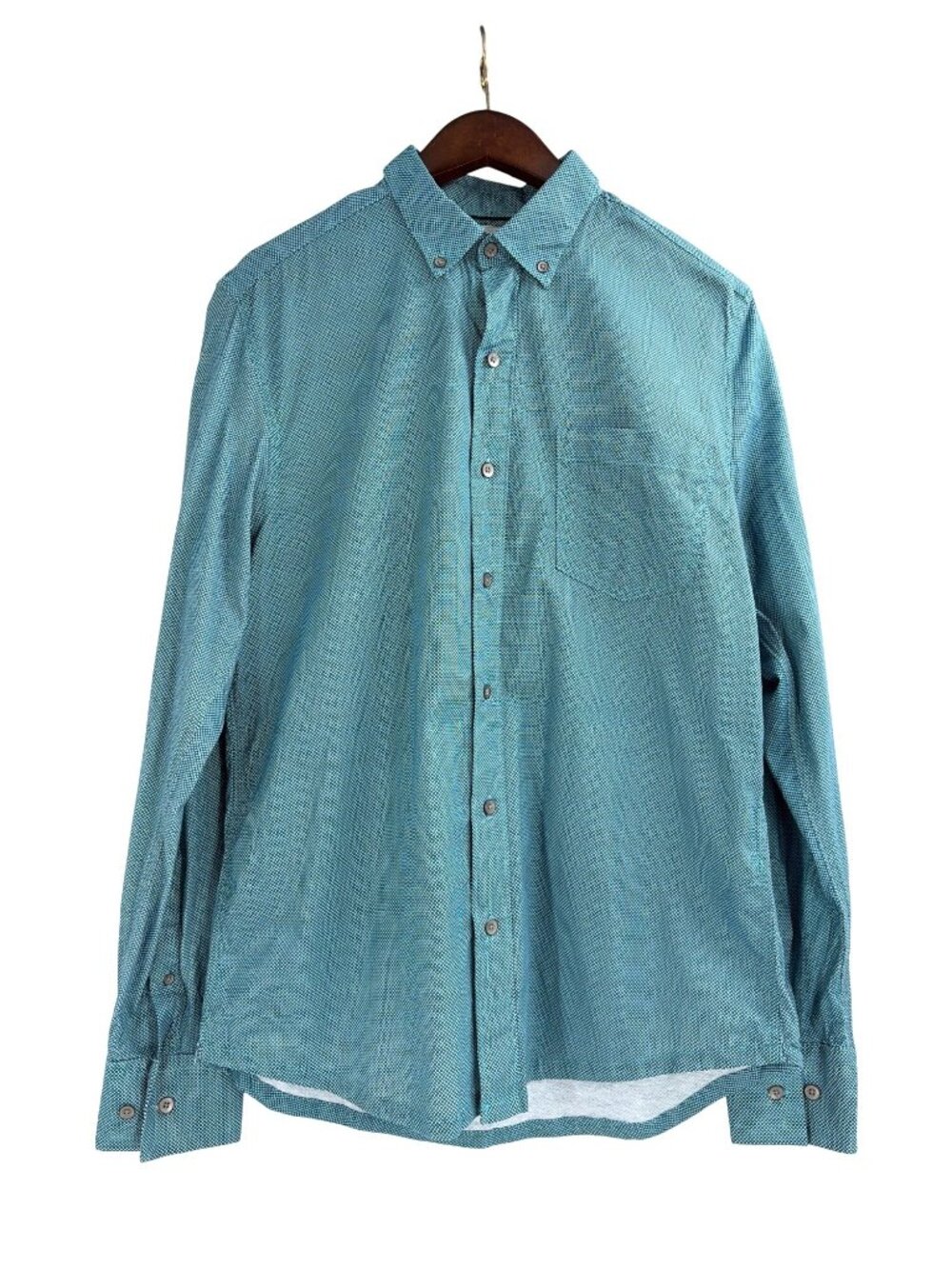 WRK Work Rest Karma Slim Fit Button-Down Shirt Mens Medium Blue Geometric Print